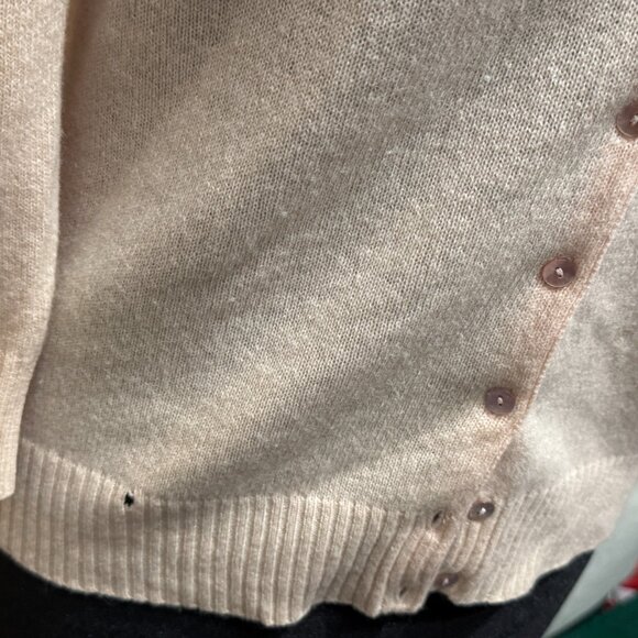 100% Cashmere Button-Down Cardigan Sweater, Blush Pink, Juniors L, Circa 1990s - Picture 10 of 16